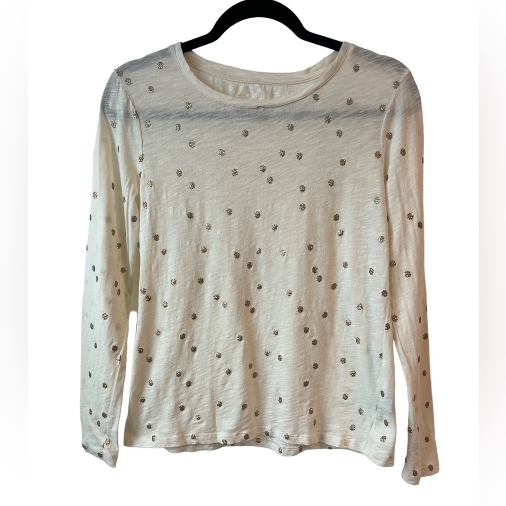 Boden Cream Long Sleeve T-Shirt with Sparkles